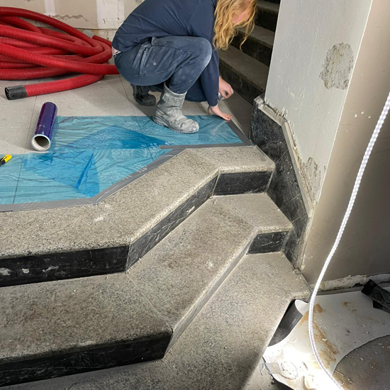 beton trappen schuren en stroef maken