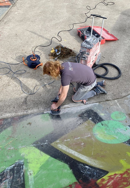 Betonrand afschuren van skateboardbaan - beton schuren sportlocaties & buitenruimtes